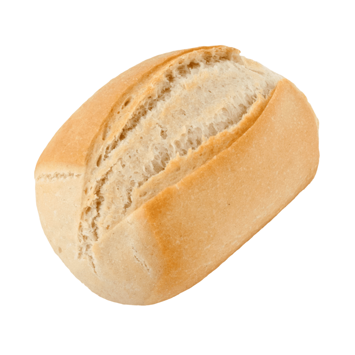 A single Délifrance Classic Hard Roll, showcasing its golden-brown crust and round shape, isolated on a black background